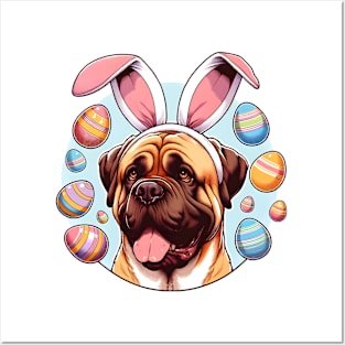 Mastiff's Easter Celebration with Bunny Ears Delight Posters and Art